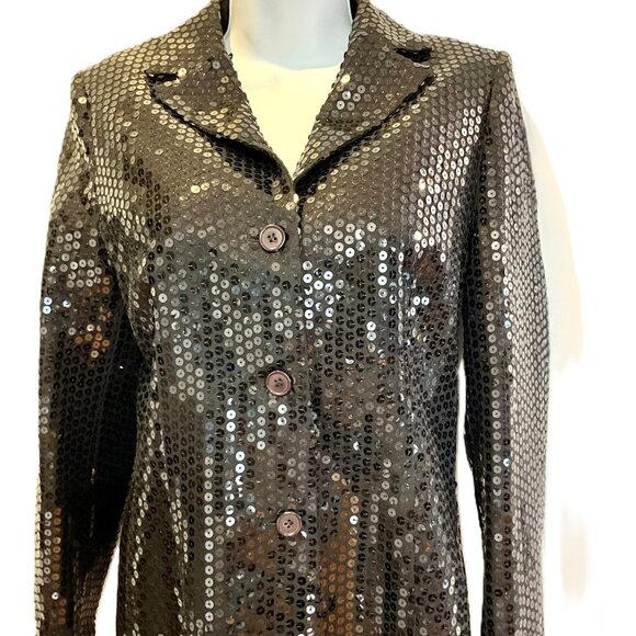 Compagnia Italiana Black Sequin Blazer-Made in Italy- IT42 - Picture 1 of 5